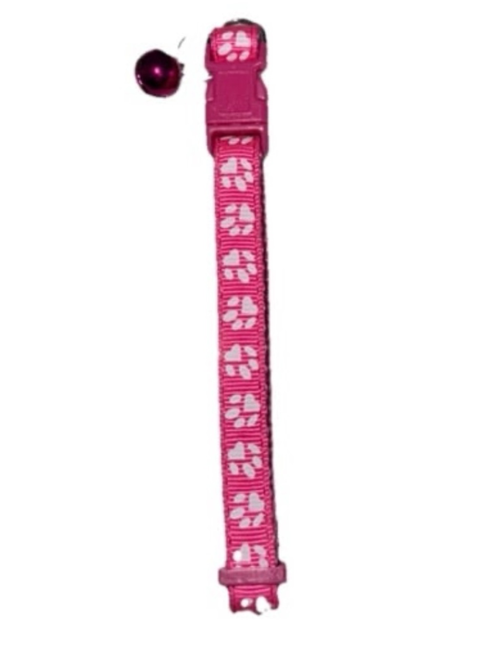 Pet Collar w/Bell Pink White Paw Patterned SM-MD Adjustable NEW